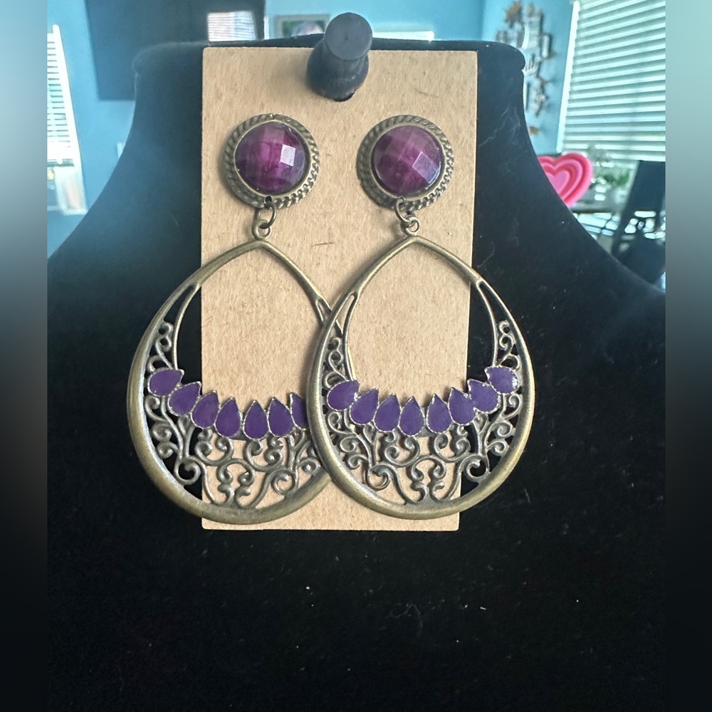 Elegant Purple Teardrop Earrings